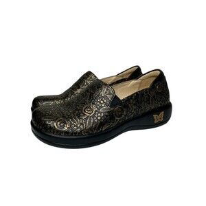 Alegria Keli Professional Bronze Age Leather Slip On Slip shoes Clog Sz 35